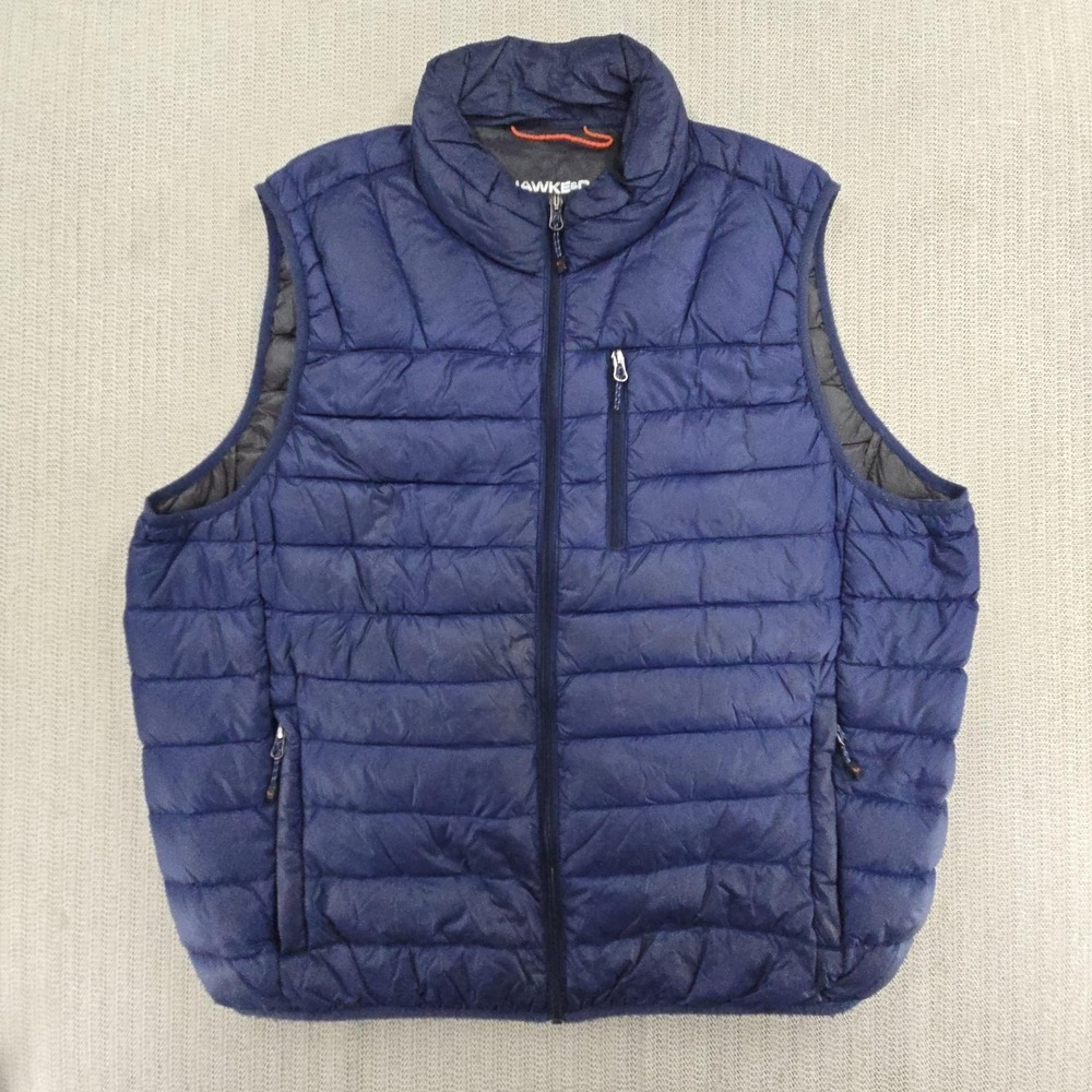 Hawke & Co Vest Mens XL Blue Down Puffer Full Zip Zip Pockets Outdoor HDN723S - Picture 1 of 10